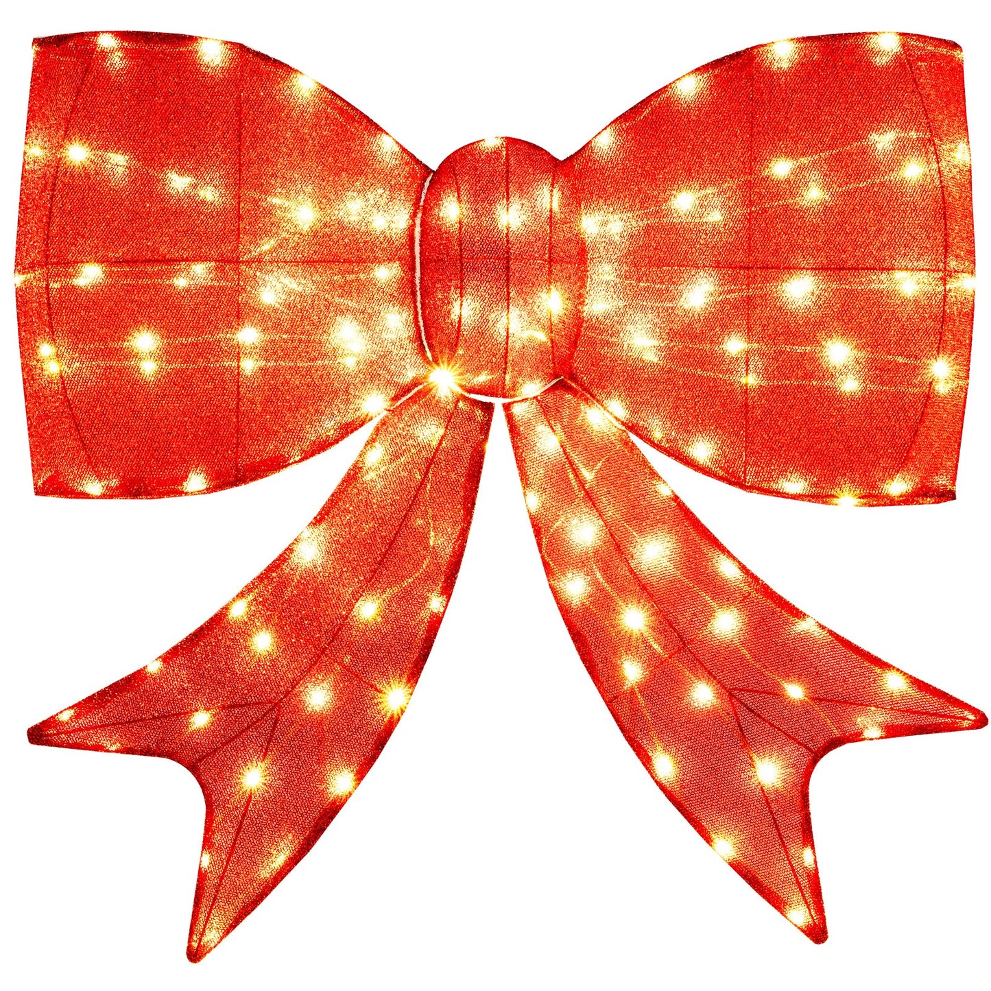 37 Inch Lighted Christmas Bow Decoration with Warm White LED Lights