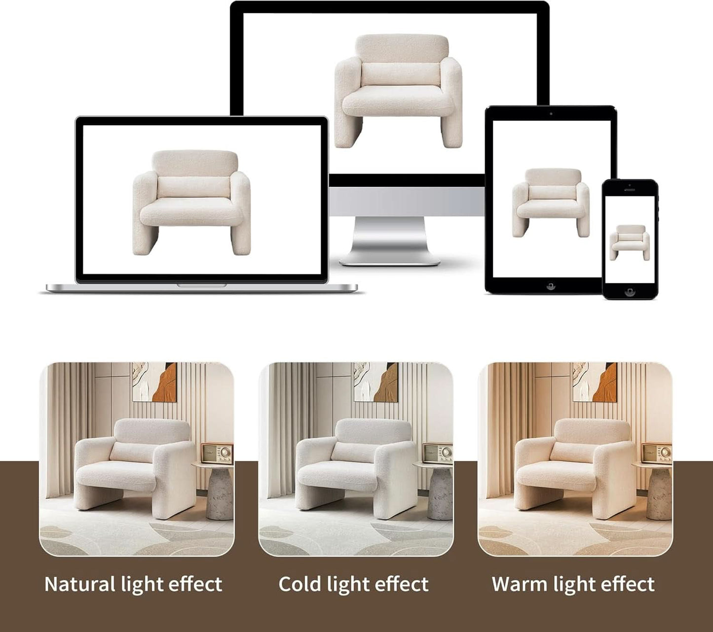 33Inch Sherpa Upholstered Accent Chair With Armrests