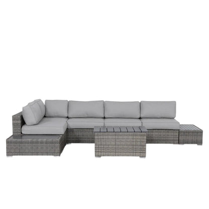Outdoor Sectional Set HDPE Wicker Brown 8pc