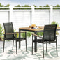 Dining Chair Outdoor Aluminum Mesh Black Natural Faux Wood Accent 22x25x36 In