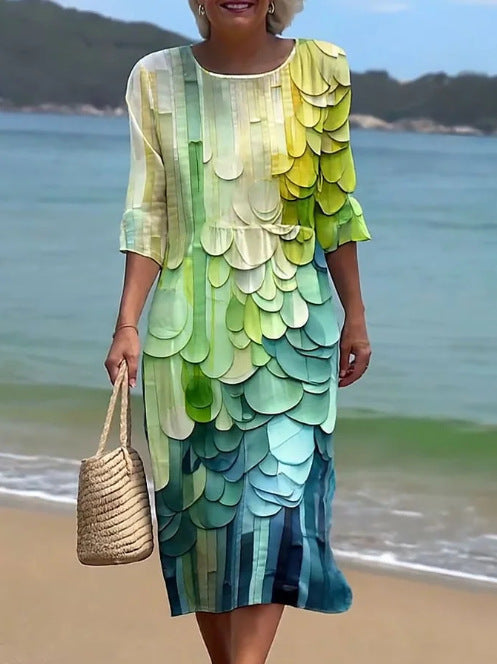 Floral Art Print Casual Holiday Dress