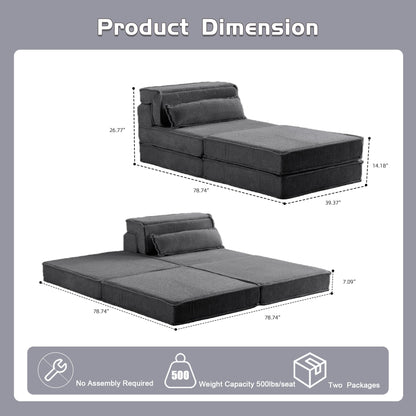 Sofa Convertible Modular Circle Fleece Dark Gray 1 Seat 79 In Ottoman