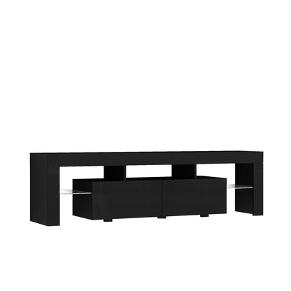TV Stand LED High Gloss Black Storage Cabinet Fits 65