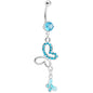 Aqua Gem Butterfly Duo Belly Ring