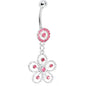 Pink Gem Exotic Azalea Flower Belly Ring
