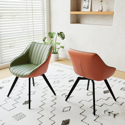 29.53 'MDF modern round coffee table and 2 PU dining chairs set, ring-striped