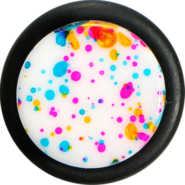 00G Acrylic Rainbow Bubblegum Spatter Straight Taper
