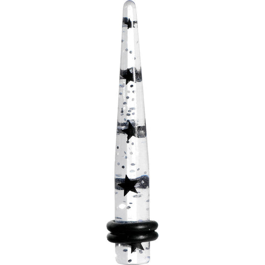 4G Clear Acrylic Glitter Black Star Confetti Taper