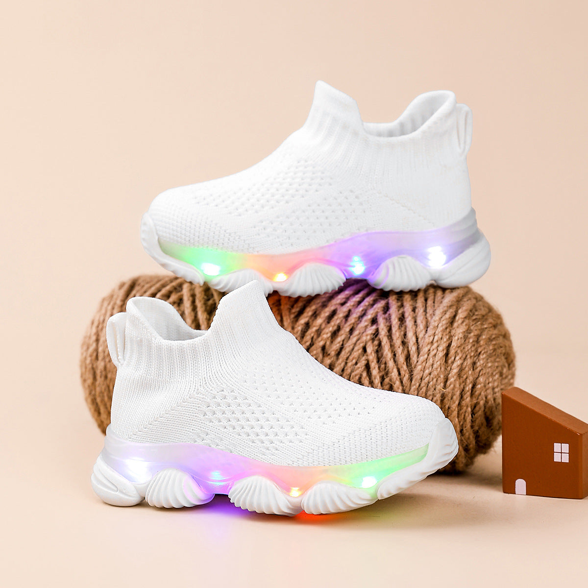 Light-up Baby Ultra-lightweight Knitted Breathable Soft-soled Shoes