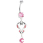 Rosy Pink Gem Victorian Heart Dangle Belly Ring