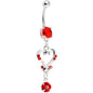 Ruby Red Gem Victorian Heart Dangle Belly Ring