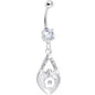 Clear Gem Heart Flower Belly Ring