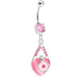 Pink Gem Heart Flower Belly Ring