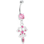 Pink Gem Filigree Carrier Butterfly Belly Ring