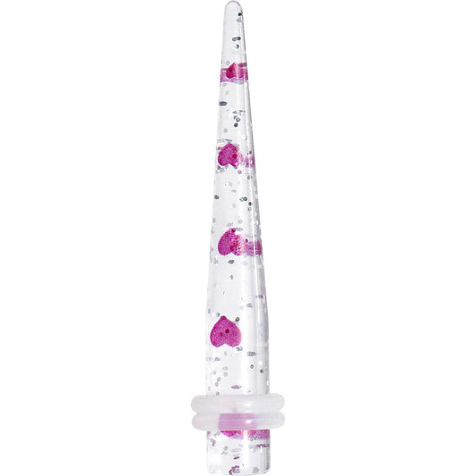 2G Clear Acrylic Glitter Purple Heart Confetti Taper