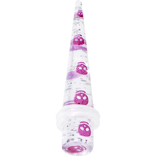 0G Clear Acrylic Glitter Purple Skull Confetti Taper