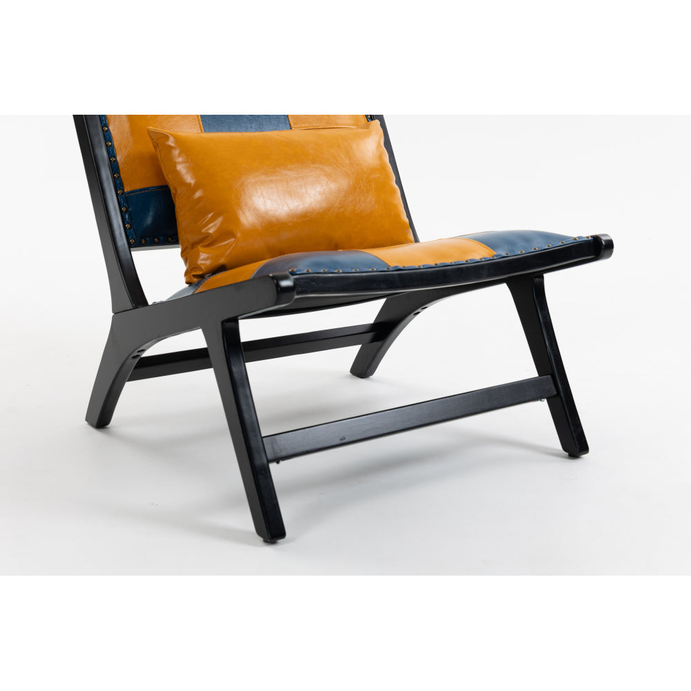Mid-Century Accent Lounge Chair – Solid Wood Frame, Wide Seat, Boho Scandinavian Style