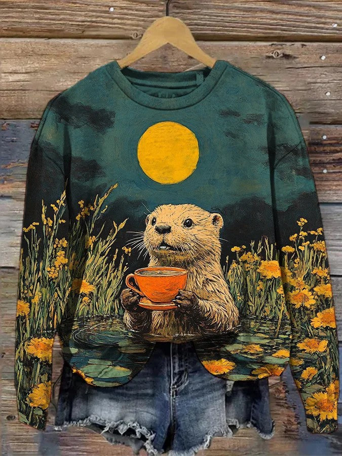 Fashionable Printed Sweatshirt With Long Sleeves