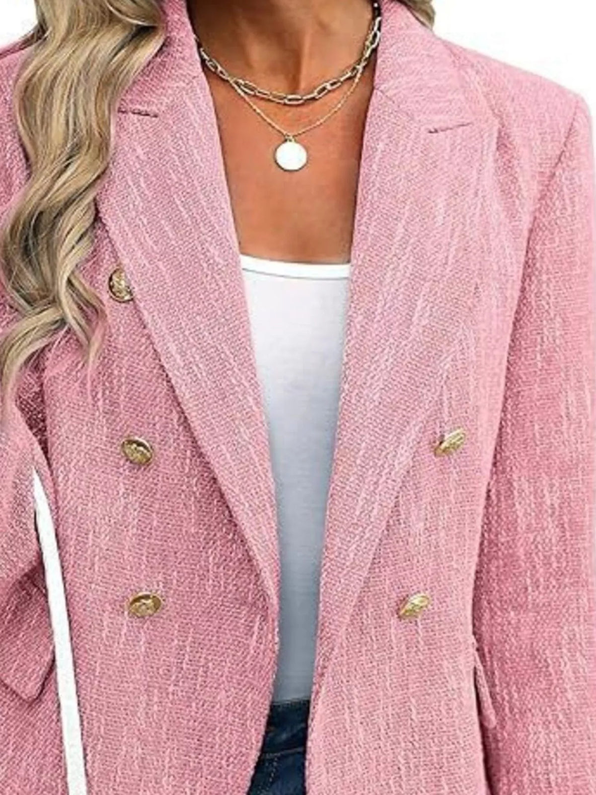 Double-Breasted Lapel Collar Blazer