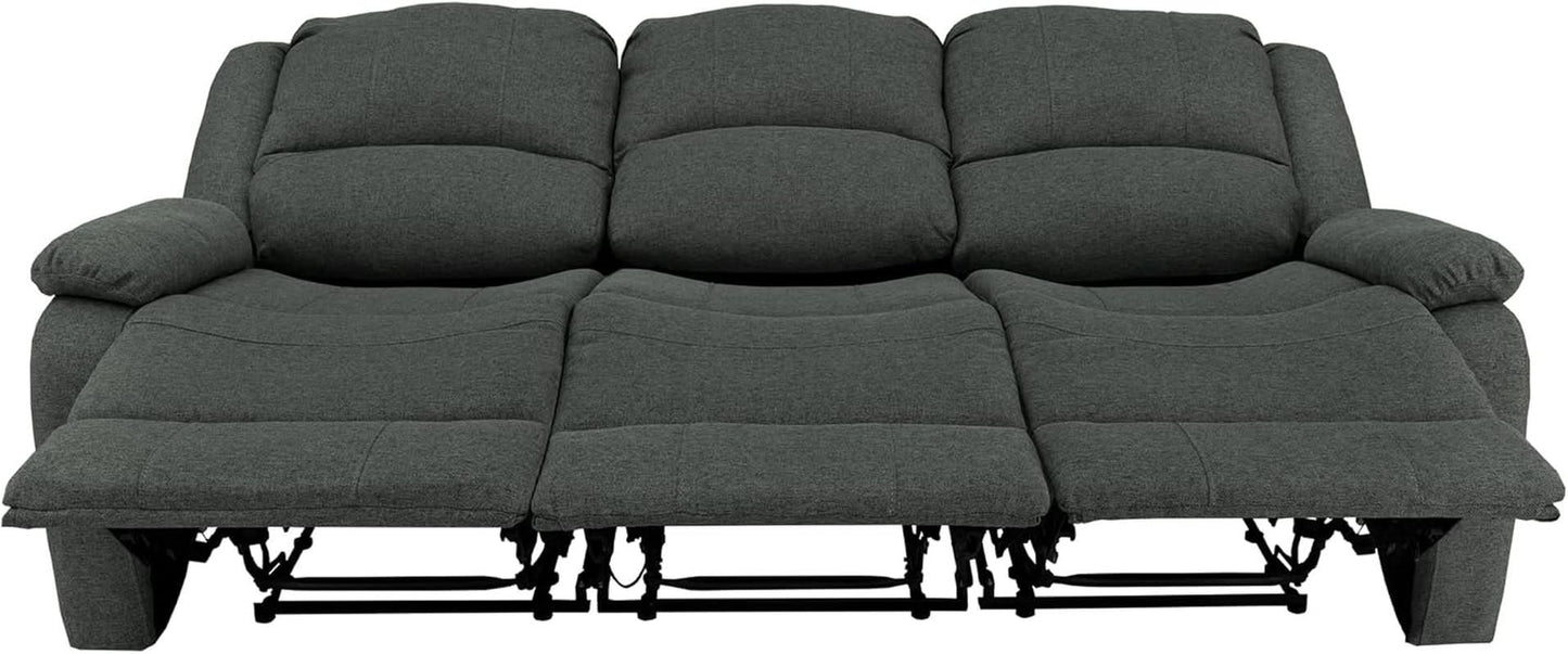 80-Inch RV Triple Recliner Sofa With Convertible Console