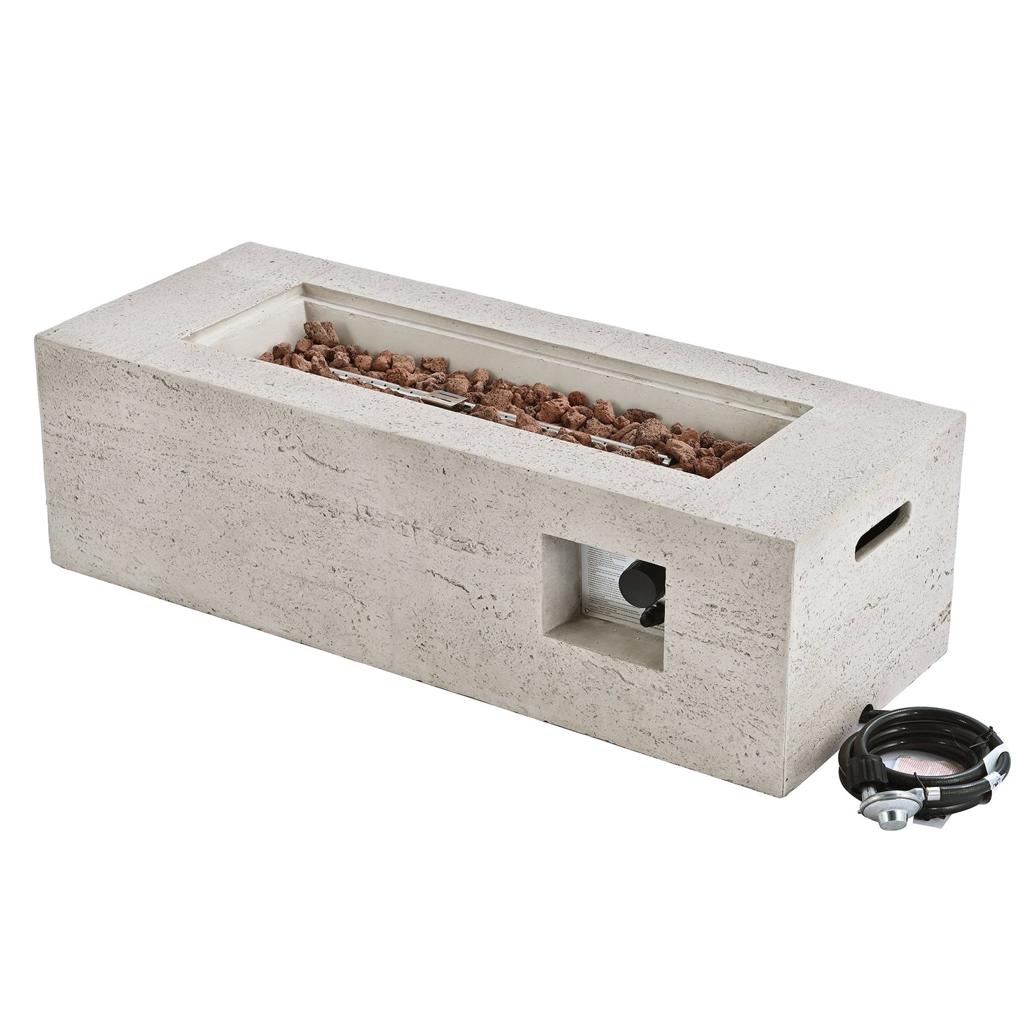 2-in-1 Outdoor Fire Pit and Propane Tank Stand Set 41.9 Inch, Beige Grey