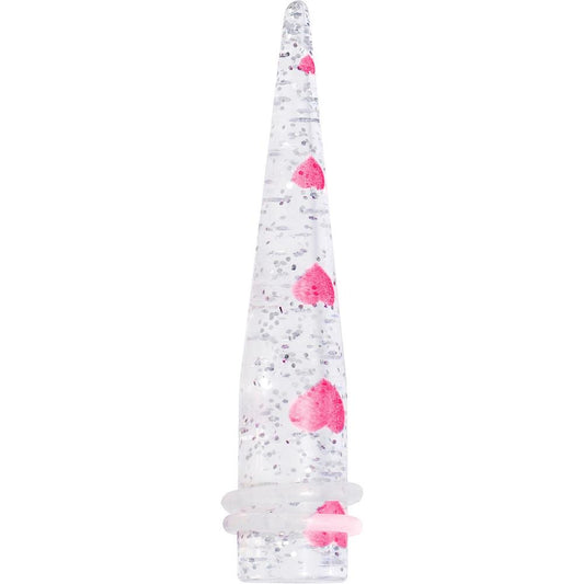 Clear Acrylic Glitter Pink Heart Confetti Taper 8G to 16mm