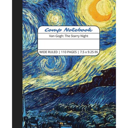 Comp Notebook: Van Gogh The Starry Night Wide Ruled Composition Notebook Journal for Students, College, School, Office, Work - Paperback