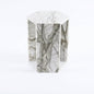 White Marble Hexagon Side Table, 15.7 in, Geometric Stone, Polished Pedestal