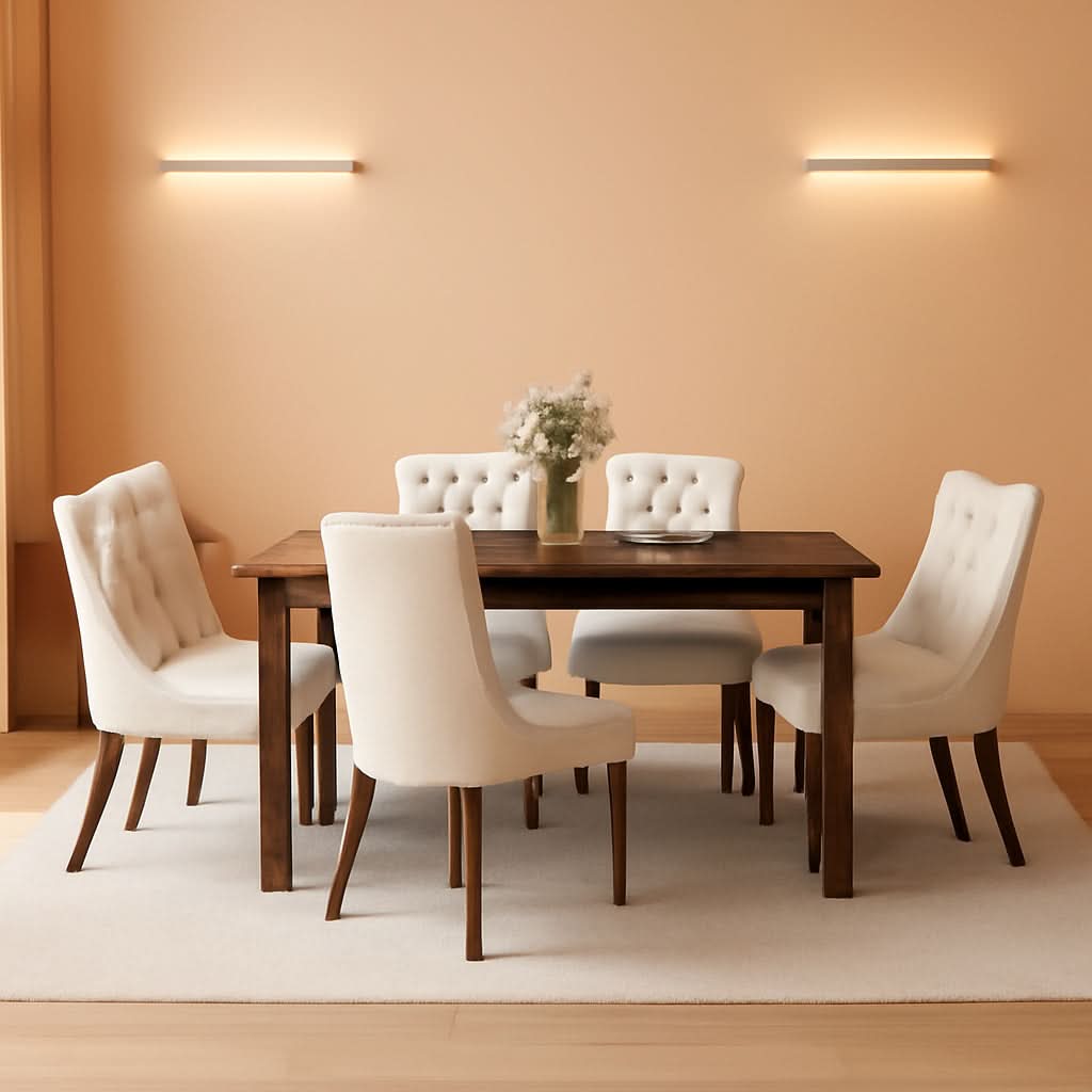 63 Inch Rectangular Industrial Dining Table Six Chairs