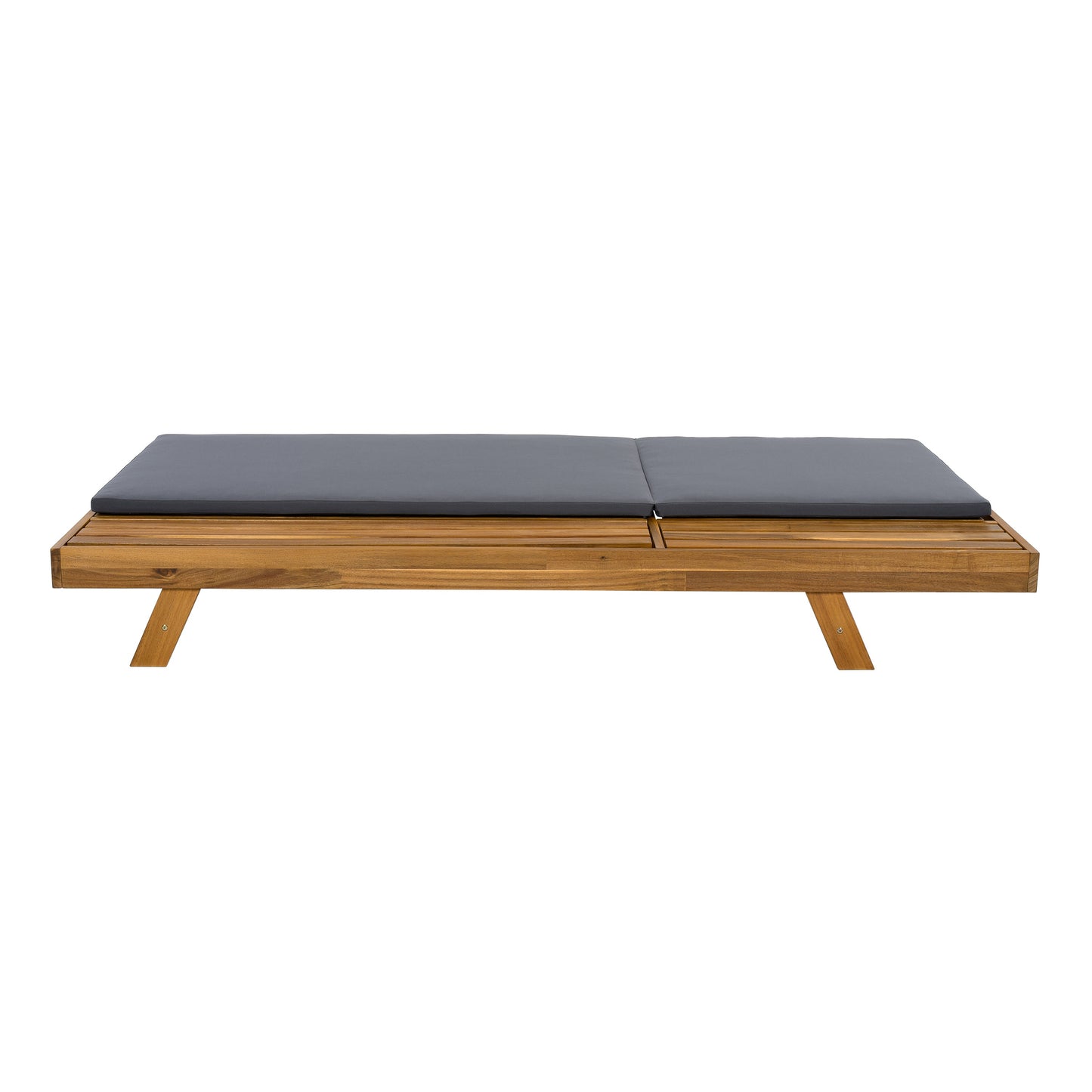 Acacia Wood Chaise Lounge Dark Gray Cushion 4-Position
