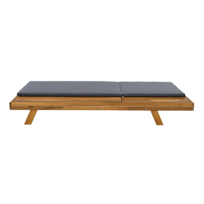 Acacia Wood Chaise Lounge Dark Gray Cushion 4-Position