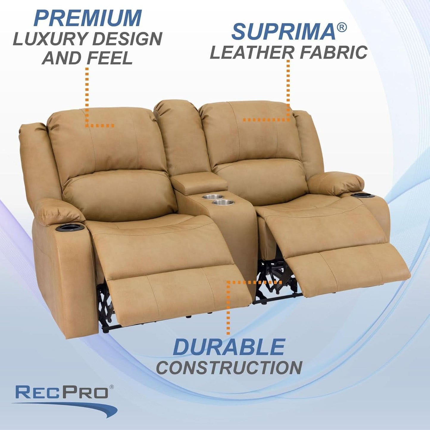 Charles 67 Inch Powered Double RV Wall Hugger Recliner Sofa