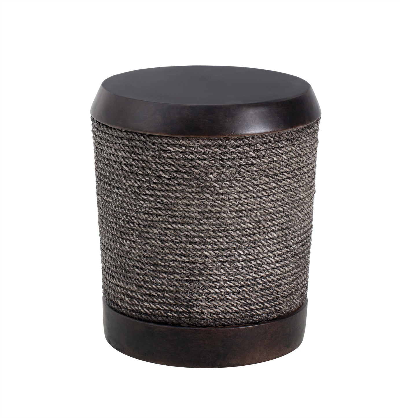 Outdoor Side Table MGO Braided Cord Cylinder Dark Brown 15.75x18in