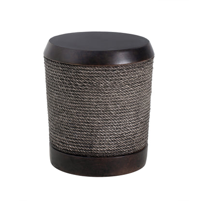 Outdoor Side Table MGO Braided Cord Cylinder Dark Brown 15.75x18in