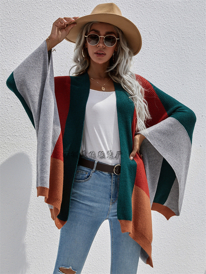 Women's Check Plus Size Loose Knit Cardigan
