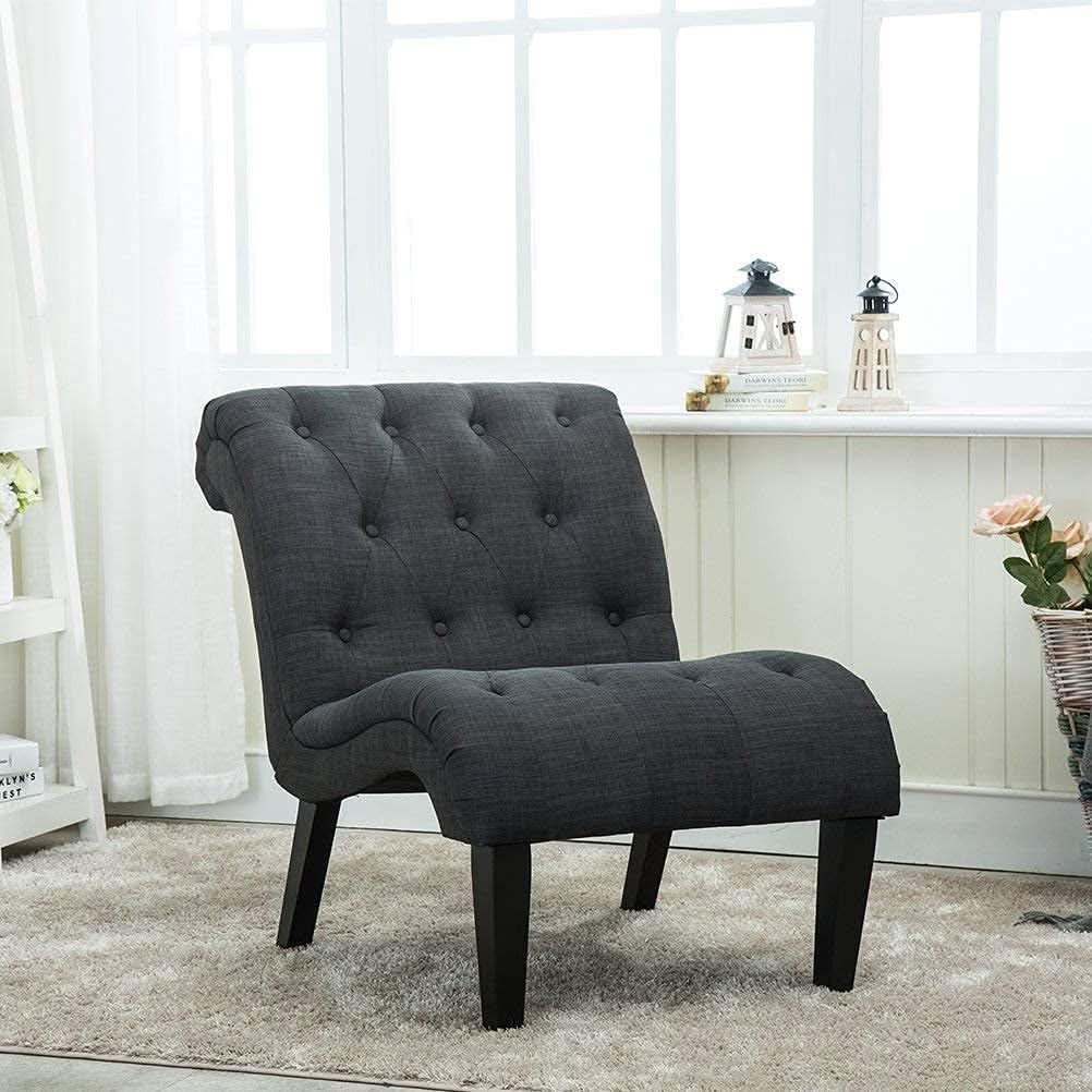 Button Tufted Slipper Chair For Compact Living Room Decor