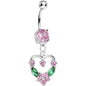Pale Pink Gem Heart Wreath Belly Ring