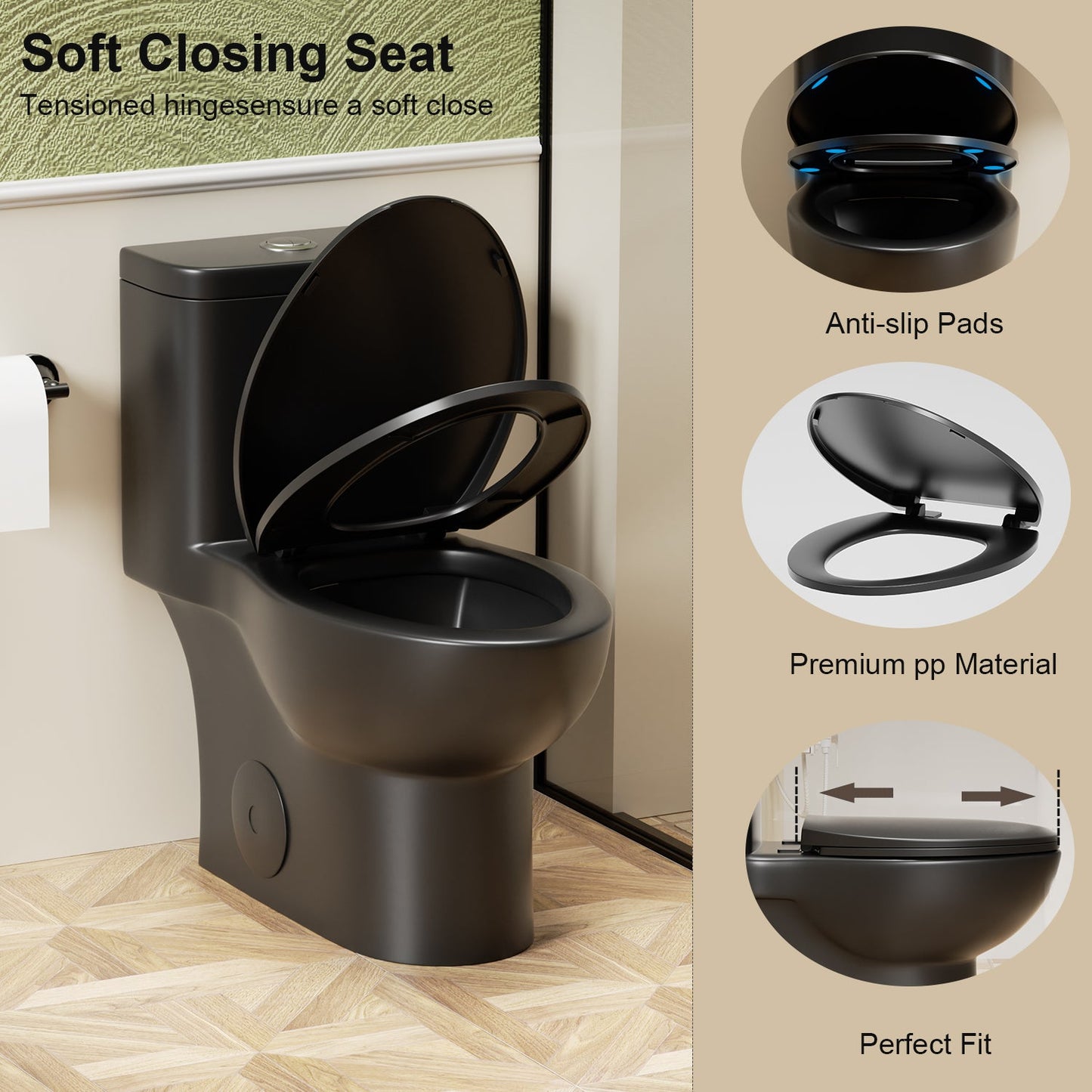 1.1/1.6 GPF Tornado Flush One-Piece Toilet with Comfort Chair Seat ADA Height...