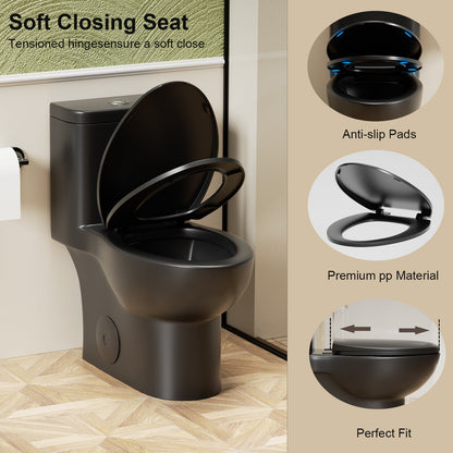 1.1/1.6 GPF Tornado Flush One-Piece Toilet with Comfort Chair Seat ADA Height...