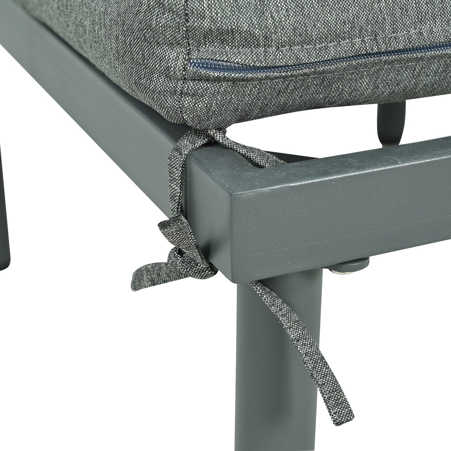 Outdoor Sectional Set PE Wicker Aluminum Gray Half Moon 6 Piece 300 LB