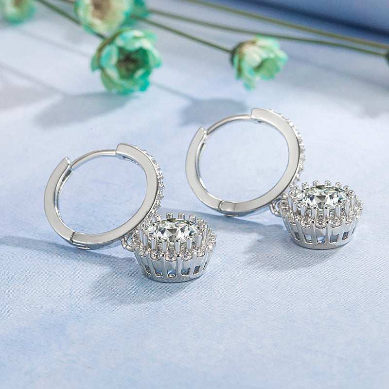 Womens Luxurious Round Zircon Earrings