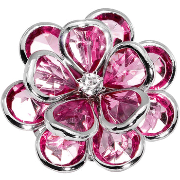 Pink Faceted Blooming Flower Adjustable Ring
