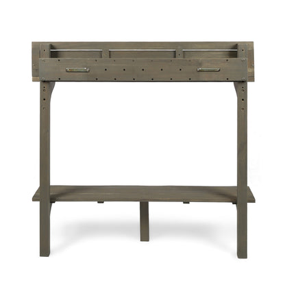 Outdoor Balcony Bar Set Acacia Wood Gray 3 Piece Table 2 Stools Seats 2