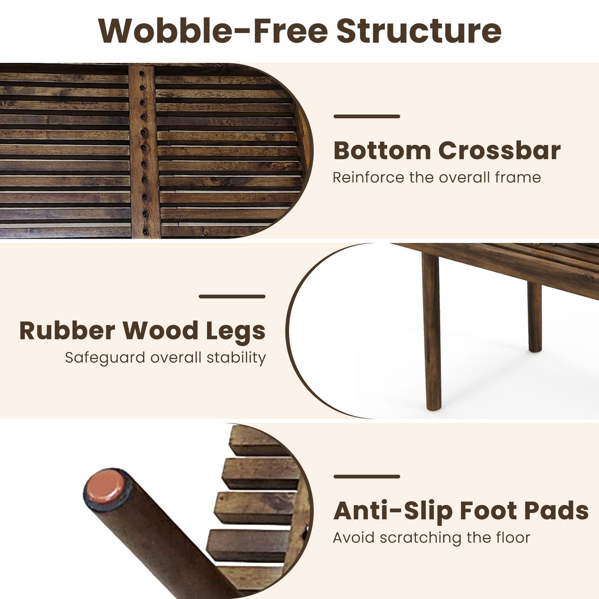 39 Inch Coffee Table with Slatted Tabletop for Living Room & Reception Room