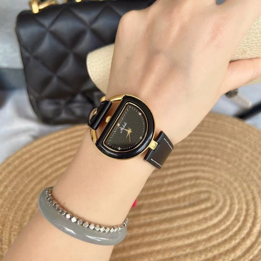 Womens Watch With A Genuine Leather Strap Simple And Elegant