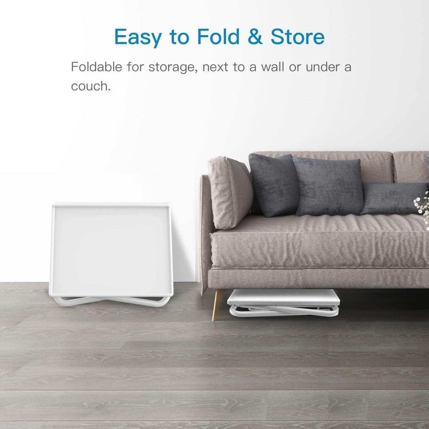 White Adjustable TV Tray Table With Height And Tilt