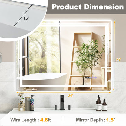 Defogging LED Bathroom Mirror with Memory Function and Anti-Fog