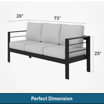 Outdoor Patio Set Aluminum Black Light Gray Olefin 5 Piece Seats 7