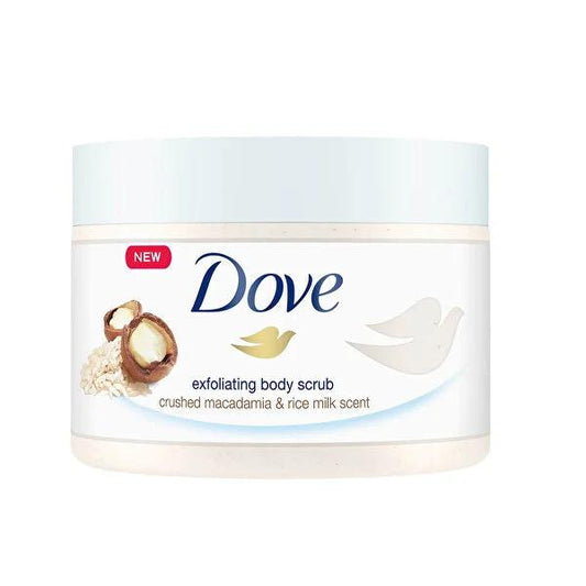 Dove Macadamia Nut & Rice Milk Body Scrub - Moisturizing Exfoliant for Dry Skin, 7.61 fl oz