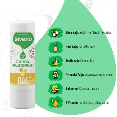 Siveno Natural Lip Care Balm with Honey & Shea Butter - Cruelty-Free, Paraben-Free Lip Moisturizer